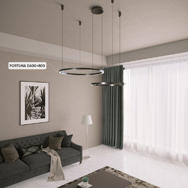 Подвесная люстра FORTUNA FORTUNA SP123W LED D600+800 BLACK