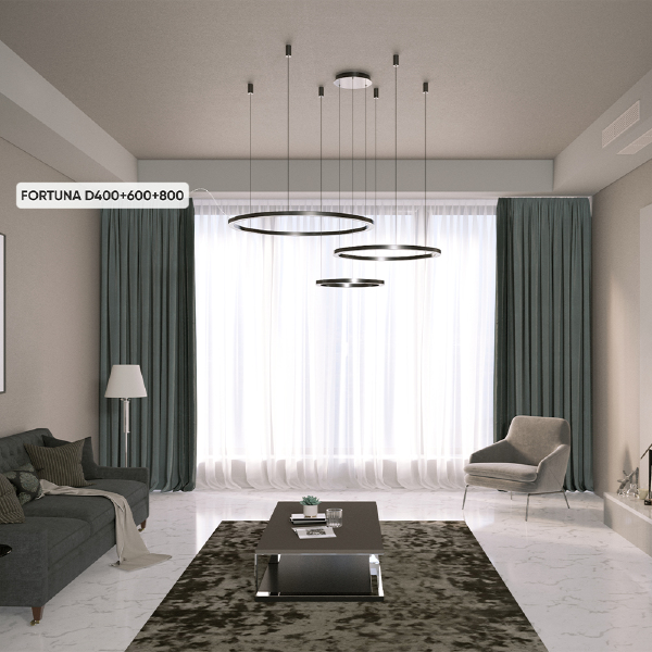 Подвесная люстра FORTUNA FORTUNA SP158W LED D400+600+800 BLACK