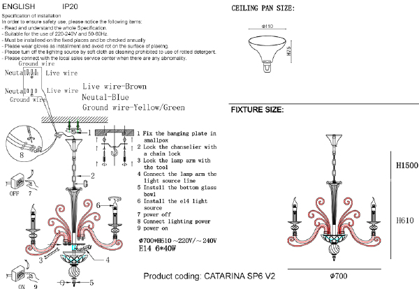 Подвесная люстра CATARINA CATARINA SP6 V2 GOLD/TRANSPARENT-COGNAC