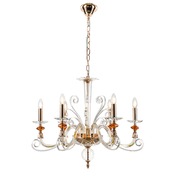 Подвесная люстра CATARINA CATARINA SP6 V2 GOLD/TRANSPARENT-COGNAC