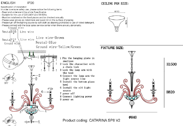 Подвесная люстра CATARINA CATARINA SP8 V2 GOLD/TRANSPARENT-COGNAC