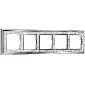 Рамка Werkel W0051431/ Рамка на 5 постов Palacio Gracia (хром/белый)