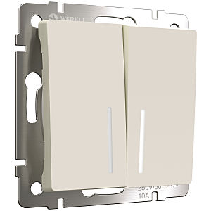Выключатель Werkel W1120162/ Выключатель двухклавишный с подсветкой (айвори матовый)