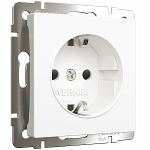 Розетка Werkel W1171161/ Розетка с заземлением и шторками (белый матовый)