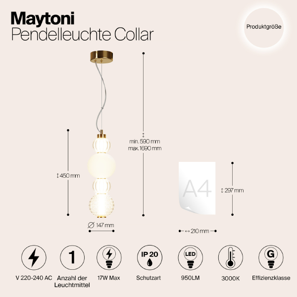 Светильник подвесной Collar P069PL-L17G3K