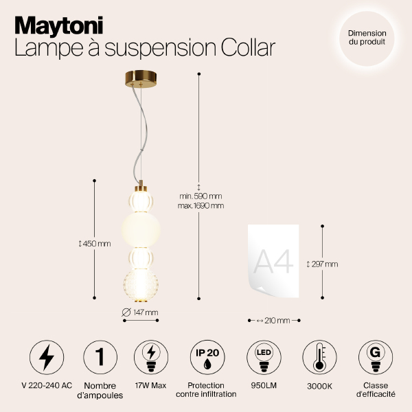 Светильник подвесной Collar P069PL-L17G3K
