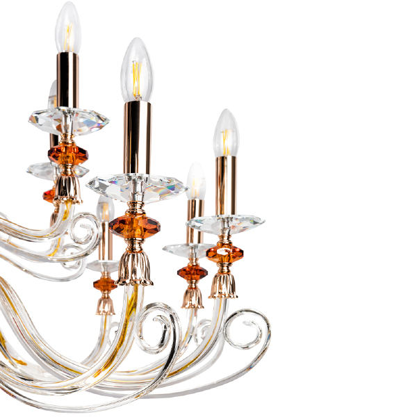 Подвесная люстра Catarina CATARINA SP12+6 V2 GOLD/TRANSPARENT-COGNAC