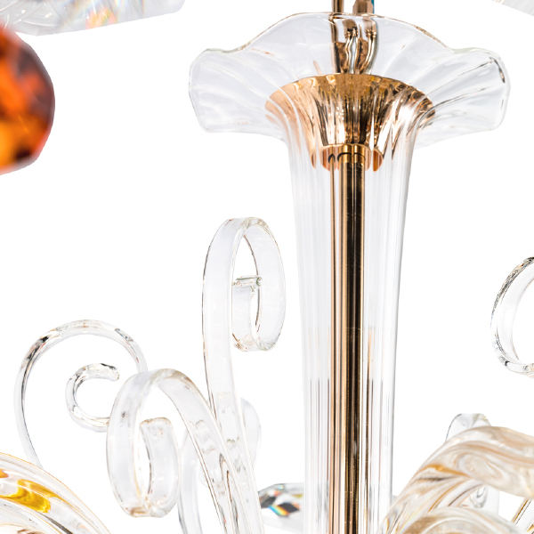 Подвесная люстра Catarina CATARINA SP12+6 V2 GOLD/TRANSPARENT-COGNAC