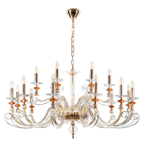 Подвесная люстра Catarina CATARINA SP12+6 V2 GOLD/TRANSPARENT-COGNAC