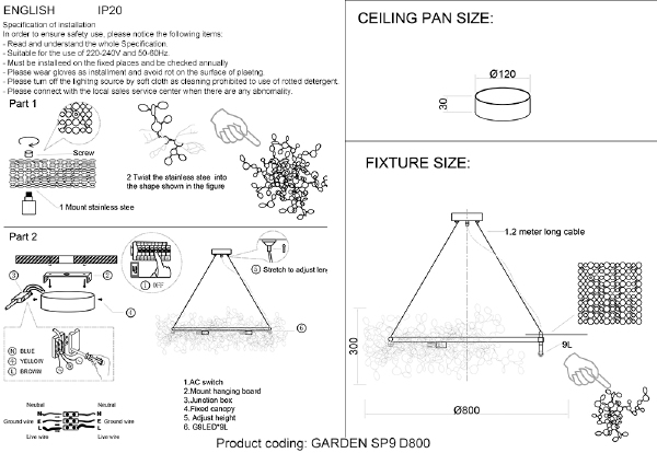 Подвесная люстра Garden GARDEN SP16 D800 CHROME