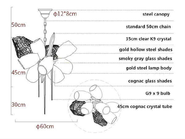 Подвесная люстра Britannica 8898P/AS gold/smoky