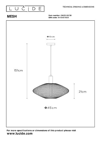 Светильник подвесной Mesh 21423/45/30