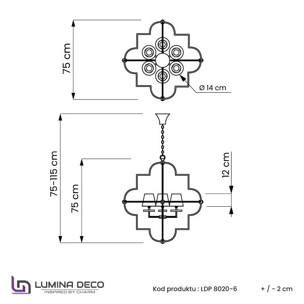 Подвесная люстра Baltimore LDP 8020-6 CHR+WT