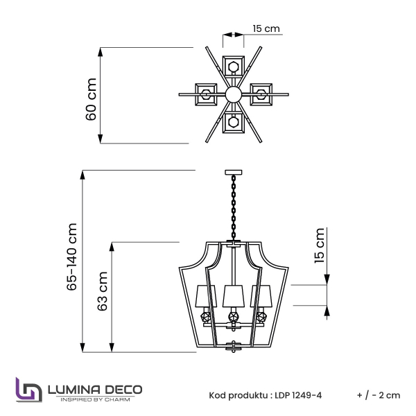 Подвесная люстра Lumina Deco LDP 1249-4 GD+WT