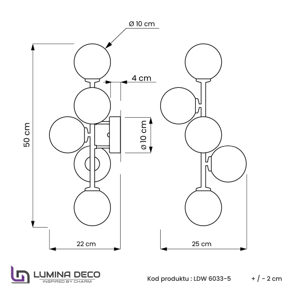 Настенное бра Marsiada LDW 6033-5 BK+F.GD