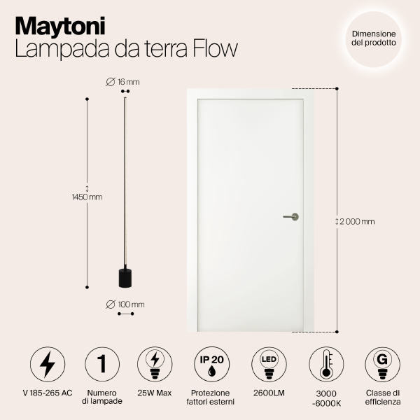 Торшер Flow MOD147FL-L20BK1