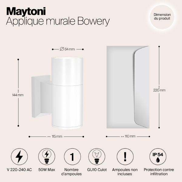 Уличный настенный светильник Bowery O574WL-01W