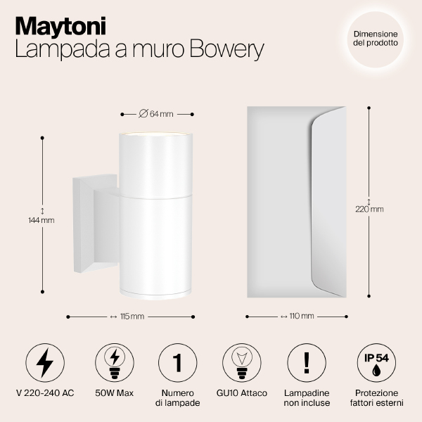 Уличный настенный светильник Bowery O574WL-01W