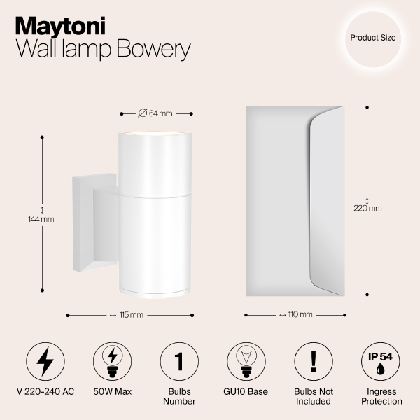 Уличный настенный светильник Bowery O574WL-01W