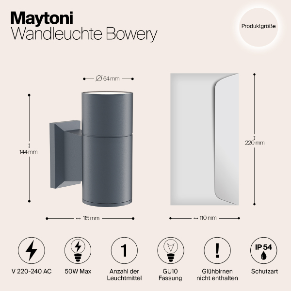 Уличный настенный светильник Maytoni O574WL-01GR