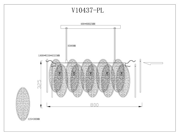 Люстра на штанге Rimini V10437-PL