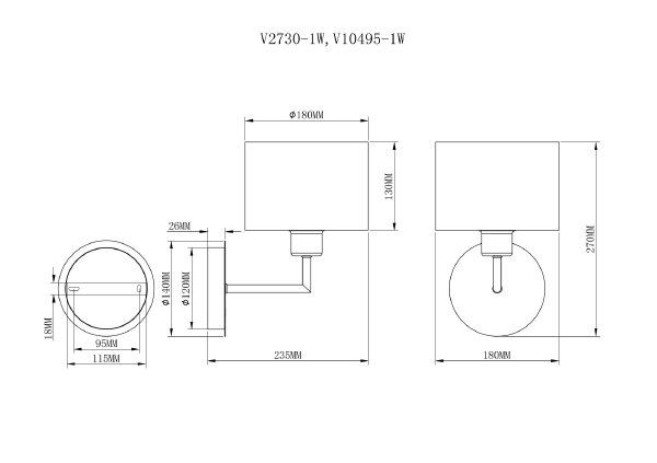 Настенное бра Massa V10495-1W