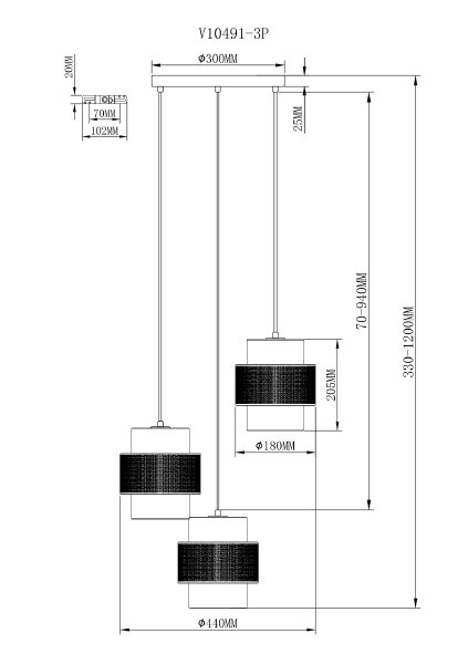 Светильник подвесной Gela V10491-3P