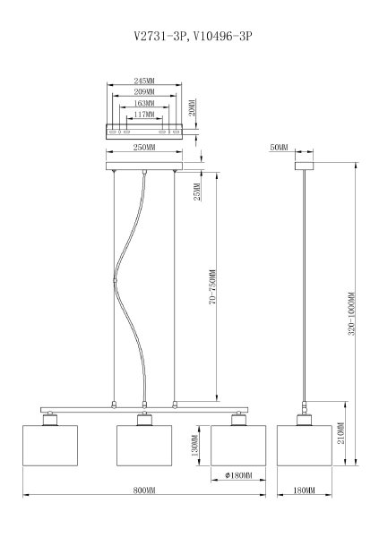 Светильник подвесной Massa V10496-3P