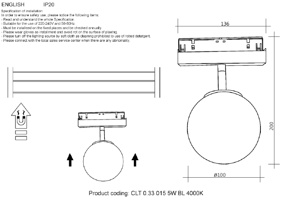 Трековый светильник Space CLT 0.33 015 5W BL 4000K