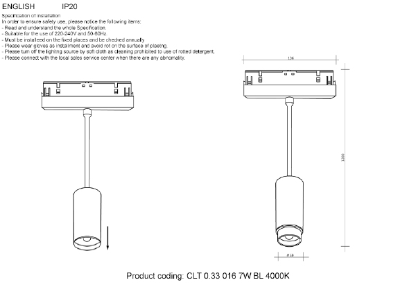 Трековый светильник Space CLT 0.33 016 7W BL 4000K