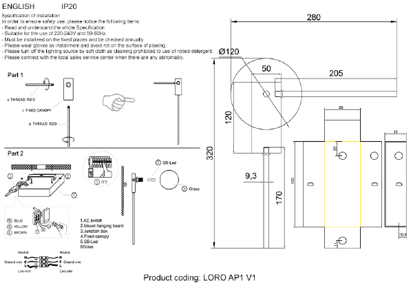 Настенное бра Loro LORO AP1 V1 BLACK