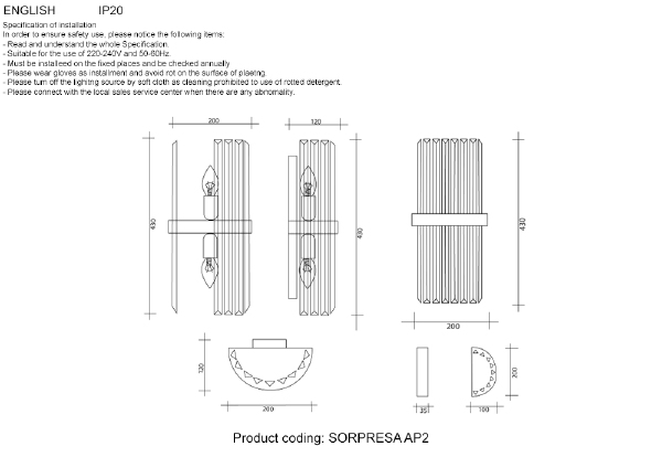 Настенное бра Sorpresa SORPRESA AP2 BRASS/TRANSPARENTE