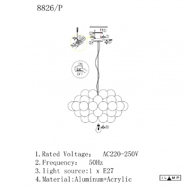 Подвесная люстра Baly 8826P/1 SL