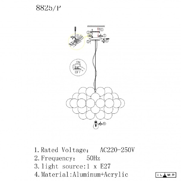 Подвесная люстра Baly 8825P/1 RGL