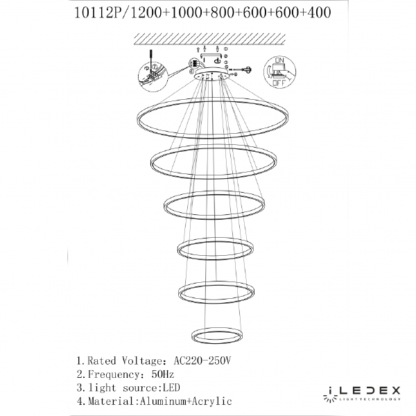 Подвесная люстра Axis 10112P/6-167W-3000K (12/10/8/6/6/4) BR