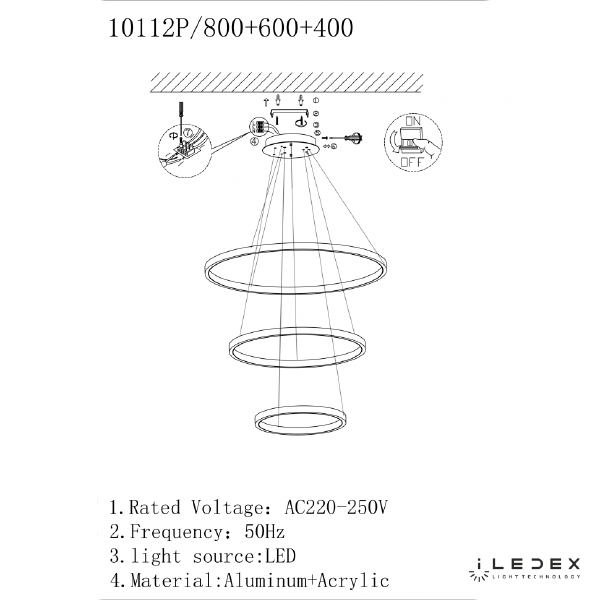 Подвесная люстра Axis 10112P/3-63W-3000K (8/6/4) BR