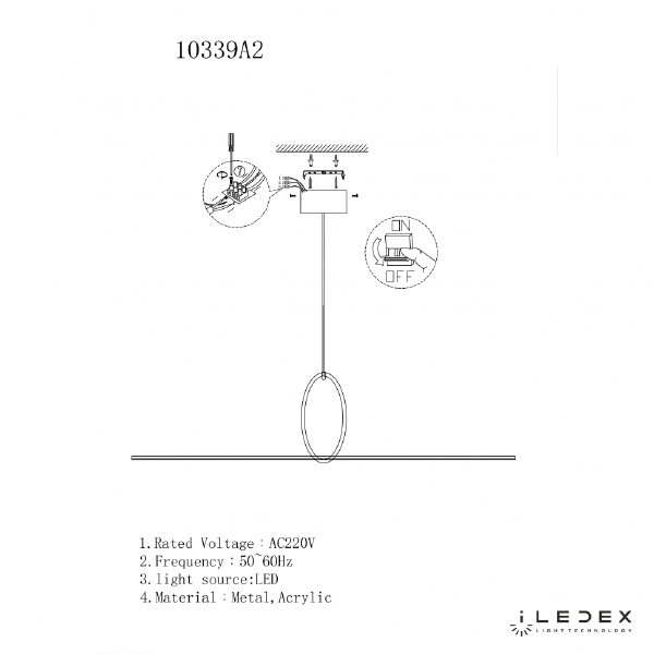 Светильник подвесной Zoom 10339P/A2-35W-3000K BK-WH