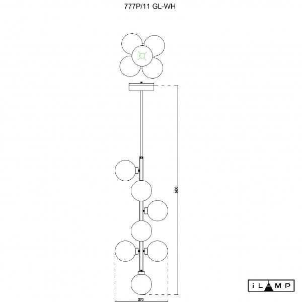 Люстра на штанге Golden 777P/11 GL-WH