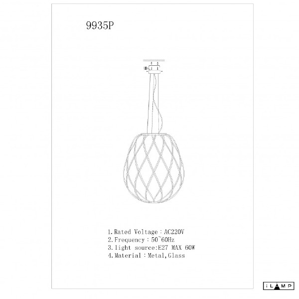 Светильник подвесной Cento 9935P/1-D300 CL