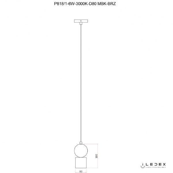 Светильник подвесной Play P818/1-6W-3000K-D80 MBK-BRZ