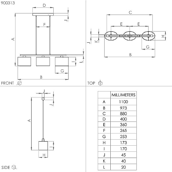 Светильник подвесной Castralvo 900313