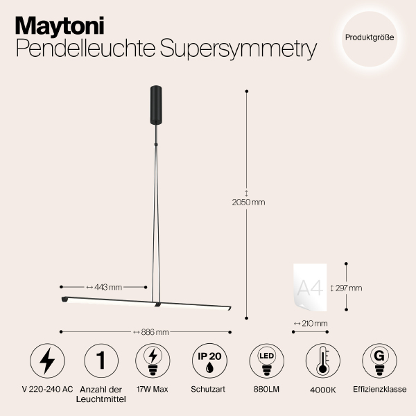 Светильник подвесной Supersymmetry P096PL-L11BK