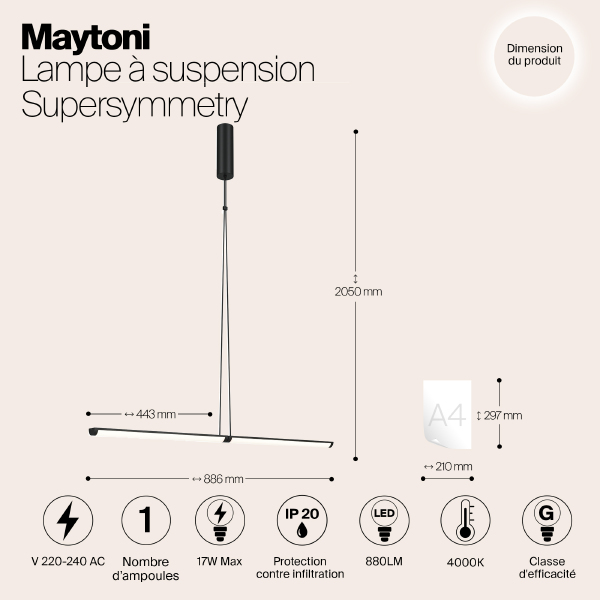 Светильник подвесной Supersymmetry P096PL-L11BK