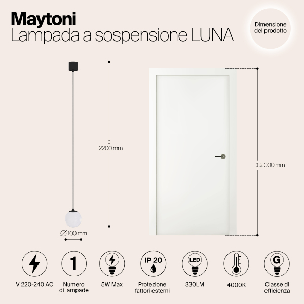 Светильник подвесной Luna P039PL-5W4K-10-B