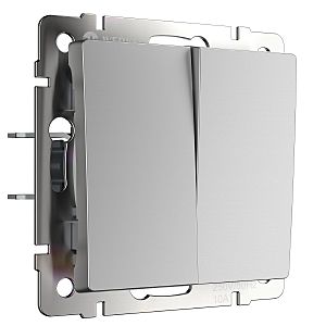 Выключатель Werkel W1122406/ Выключатель двухклавишный с самовозвратом (серебряный)