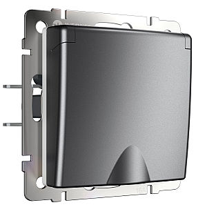 Розетка Werkel W1171264/ Розетка влагозащ. с зазем. с защит. крышкой и шторками (графит матовый)