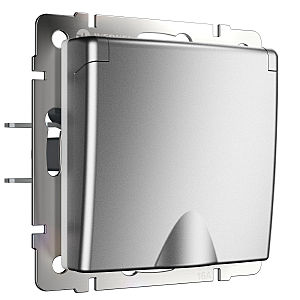 Розетка Werkel W1171265/ Розетка влагозащ. с зазем. с защит. крышкой и шторками (серебряный матовый)