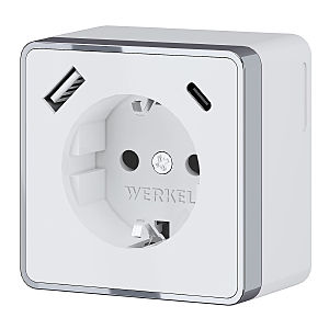 Розетка Werkel W5071701/ Розетка с заземлением, шторками и USB тип A+C Gallant (белый)