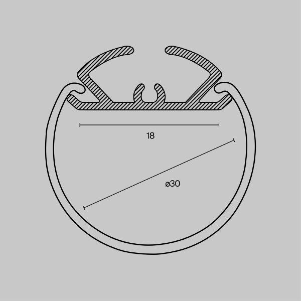 Профиль Алюминиевый профиль ALM-D30-S-2M