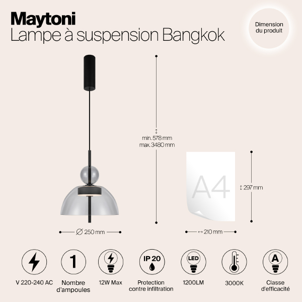 Светильник подвесной Bangkok MOD185PL-L11B3K1